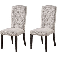 Beige And Weathered Espresso Tufted Back Side Chairs (Set Of 2)