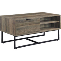 Rustic Oak And Black Coffee Table With Open Storage