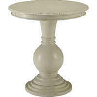 Antique White Accent Table With Pedestal Base