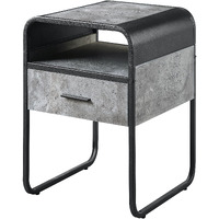 Concrete Grey And Black 1-Drawer End Table