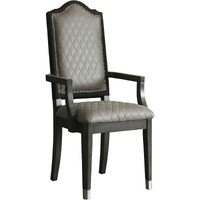 Two Tone Grey And Charcoal Upholstered Back Arm Chairs (Set Of 2)