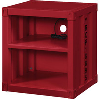 Red Nightstand With Open Shelf