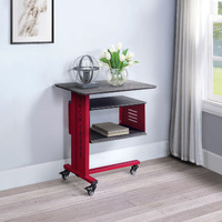 Red Accent Table And Wall Shelf Set