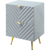 Grey High Gloss 2-Drawer Nightstand