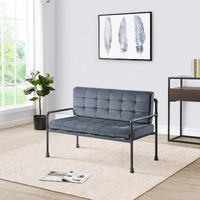 Grey And Sandy Grey Loveseat With Loose Back