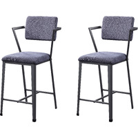 Grey And Gunmetal Open Back Counter Height Chairs (Set Of 2)