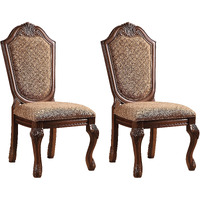 Beige And Cherry Solid Back Side Chairs (Set Of 2)