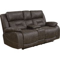 Aria - Dual Power Loveseat With Console - Brown