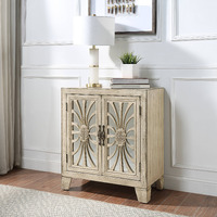 Antique White Console Table With Mirrored Doors