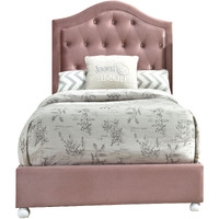 Pink Twin Tufted Headboard Upholstered Bed