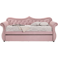 Pink Upholstered Twin Daybed With Trundle