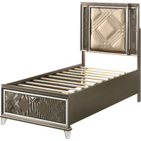 Beige And Dark Champagne Twin Bed With Storage