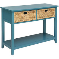 Teal Console Table With Bottom Shelf