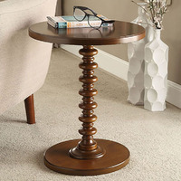 Walnut Round Wooden Side Table