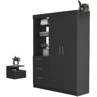 Kenya 2 Piece Bedroom Set  Armoire + Nightstand  Black