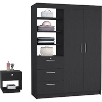 Peyton 2 Piece Bedroom Set  Armoire + Nightstand  Black