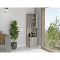 Light Gray 8-Bottle 2-Shelf Bar Cabinet