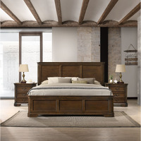 Maderne Traditional 3-Piece Wood Bedroom Set With King Size Panel Bed And Two Nightstands