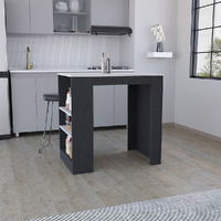 Portree Kitchen Island With 3-Side Shelves