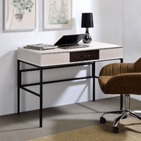 Natural And Black Writing Desk With Usb Port