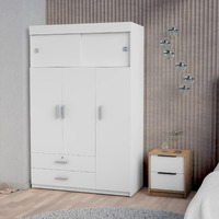 Elirya 2-Piece Bedroom Set  Armoire + Nightstand  White And Light Oak