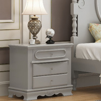 Grey 3-Drawer Nightstand