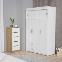 Cozad 2-Piece Bedroom Set  Armoire + Dresser  White And Light Oak