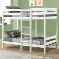 White Twin/Twin Bunk Bed With Ladder