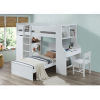 White Twin Loft Bed With Desk And Wardrobe