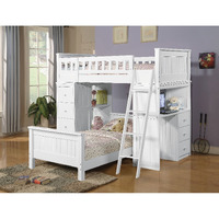 White Twin Loft Bed With Desk And Chest