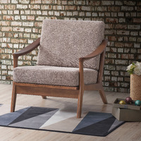 Light Brown And Brown Accent Chair With Removable Cushion