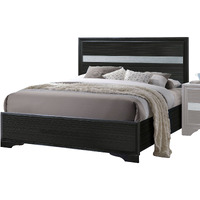 Black Twin Panel Bed With Sparkling Inlay