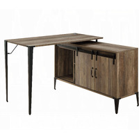 Rustic Oak Writing Desk With Sliding Barn Door