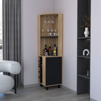 Ash 1-Door Corner Bar Cabinet