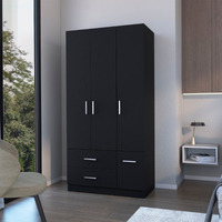 Black 4-Door 2-Drawer Armoire