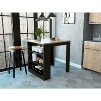 Elkins 3-Drawer Kitchen Island Black Wengue And Pine