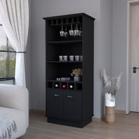 Black Glassware Rack Bar Cabinet