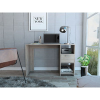 Light Gray 2-Shelf 1-Drawer Writing Desk