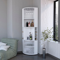 White 5 Large Shelves Corner Bar Cabinet