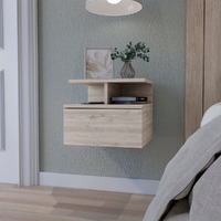 Light Gray 2-Tier Shelf Floating Nightstand