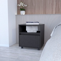 Black 1-Drawer Nightstand