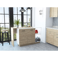 Chesterfield 2-Shelf 1-Drawer 3-Division Kitchen Island White