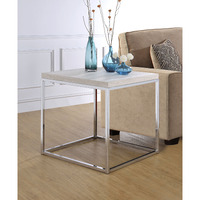 Light Oak And Chrome End Table With Open Base