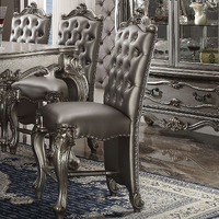 Silver And Antique Platinum Tufted Counter Height Chair (Set Of 2)