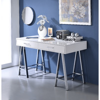 White High Gloss And Chrome Writing Desk With Usb Port