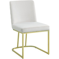 White And Gold Side Chair With Metal Base (Set Of 2)