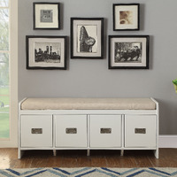 Beige And White Bench With Storage