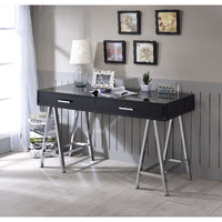 Black High Gloss And Chrome Writing Desk With Usb Port