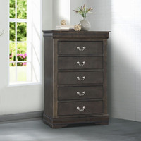 Dark Grey 5-Drawer Chest With Metal Handles