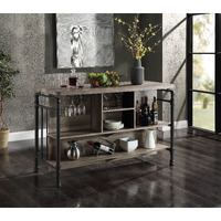 Antique Oak And Sandy Grey 5-Shelf Kitchen Island